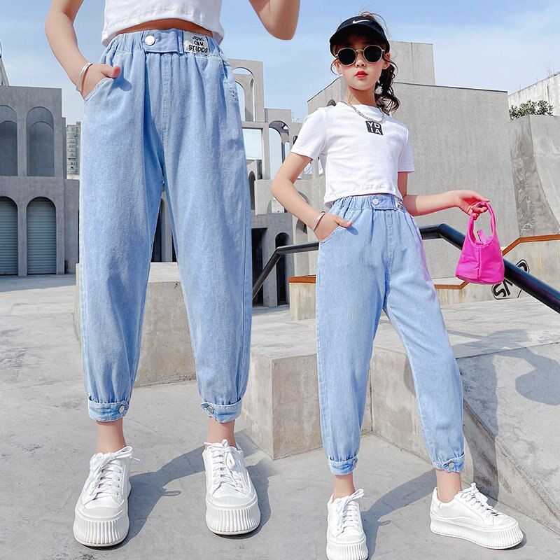 Jean ultra-fin en Denim pour adolescentes de 4-14 ans, pantalon crayon, de , Style décontracté, couleur unie
