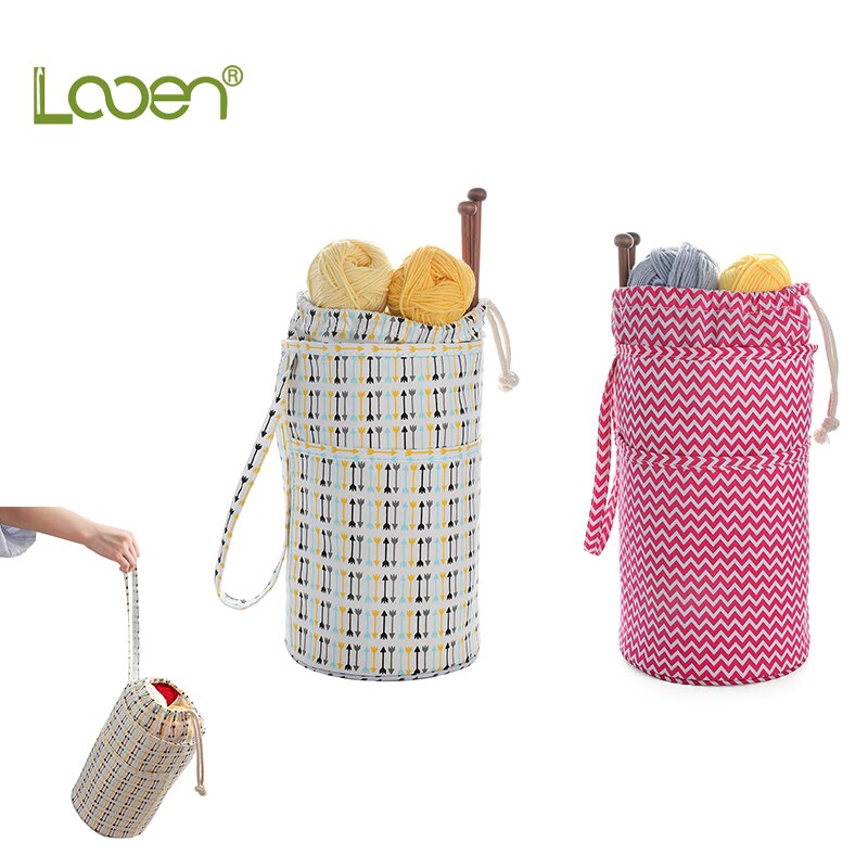 Knitting Long Tube Bag Organizer Yarn Storage Case For Crocheting Hook Knitting Needles Wool Storage Tote Bag For Women