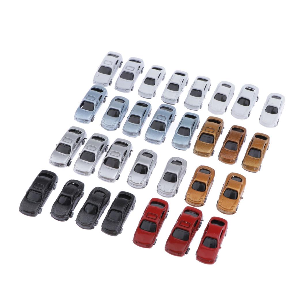 30pcs Painted Model Cars Miniature Model Car Building Train Layout Scale Z (1 to 200)