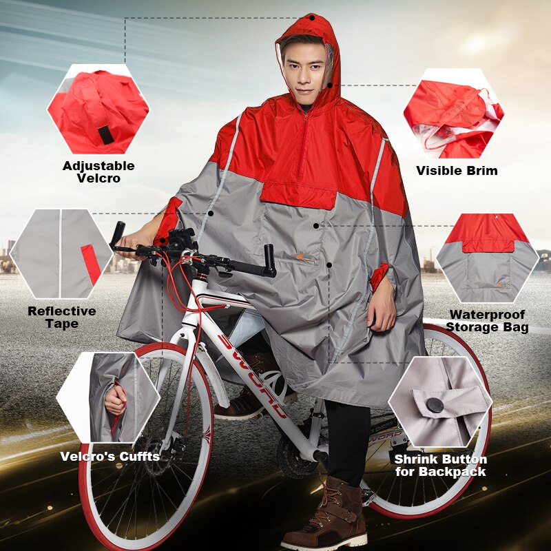 Qian impermeável impermeável ao ar livre moda chuva poncho mochila fita reflexiva design escalada caminhadas viagem capa de chuva