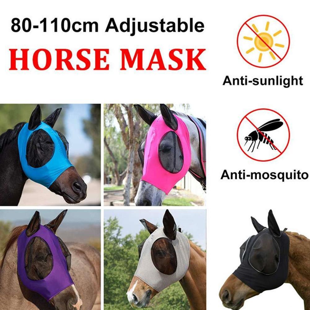 Breathable Mesh Anti-mosquito Lightweight Comfortable Cover Fly Ear Horse Mask with Nasal with Cover Head Horse Horse Care