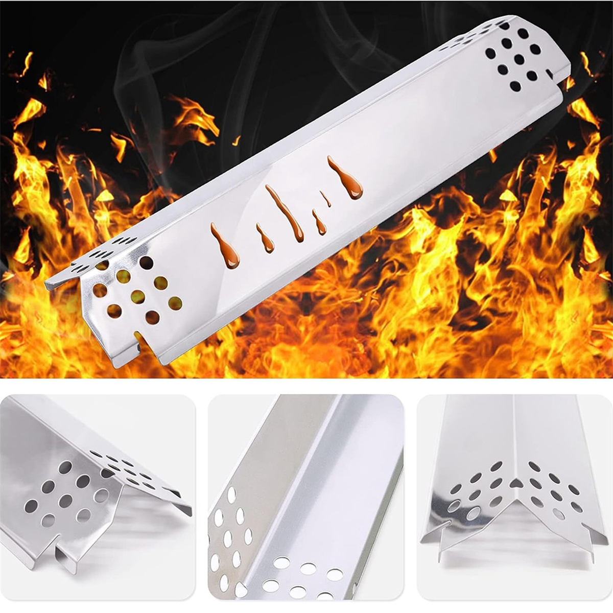 Grill Plate, Fire Barrier Enamel Plate Stainless Steel Grill Heating Tent, Flame Mash for Nexgrill 720-0888
