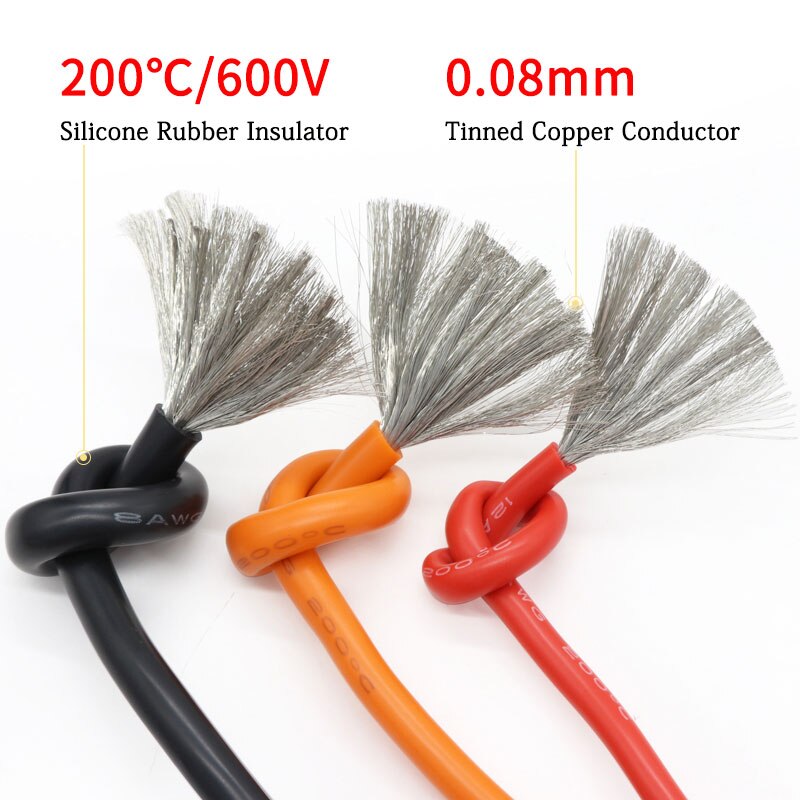 17AWG Silicone Gel Rubber Wire OD 2.7mm Flexible Cable High Temperature Insulated Copper Ultra Soft Electron DIY Line Colorful
