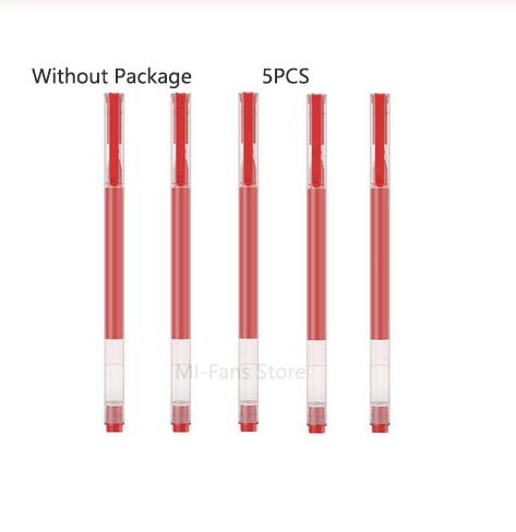 Xiaomi-Bolígrafo de Gel súper duradero, bolígrafo con signo de escritura de 0,5mm, recambio fluido de Suiza, bolígrafo de tinta roja y negra: 5pcs red ink pen