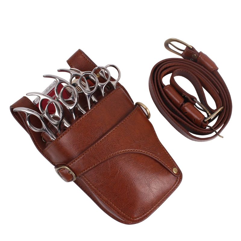 Haar Schaar Holster Pouch Met Taille Schouder Riem Voor Kappers Kapper Pu Leer Shears Kappers Tool Case Bag Holder