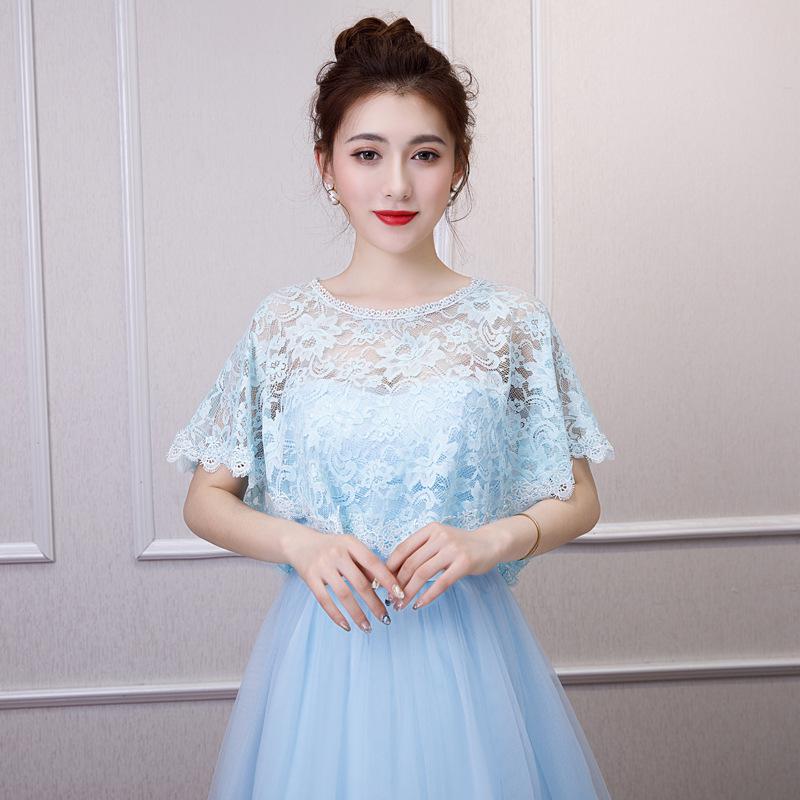 Chal nupcial de encaje para mujer, capa de noche barata, Bolero, Dentelle, novia, chaquetas de de boda, capa envolvente, de verano, disponible: Lake Blue