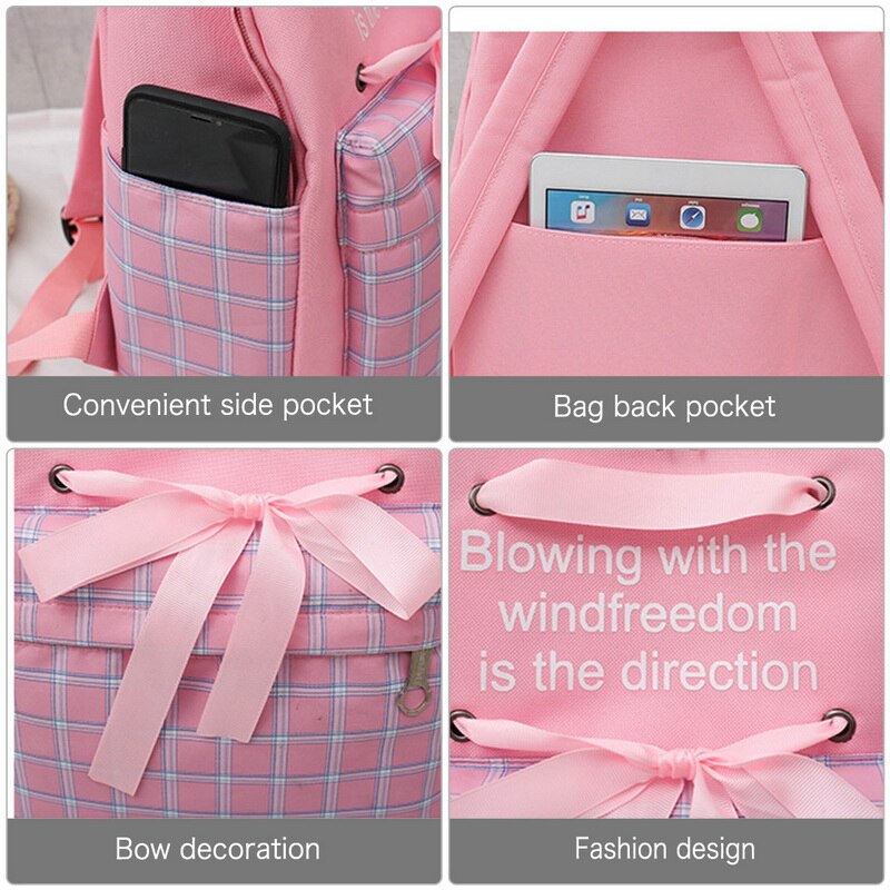 Canvas Rugzak 3 Stks/set Vrouwen School Rugzakken Schooltas Voor Tiener Meisjes Kids Book Bag Satchel