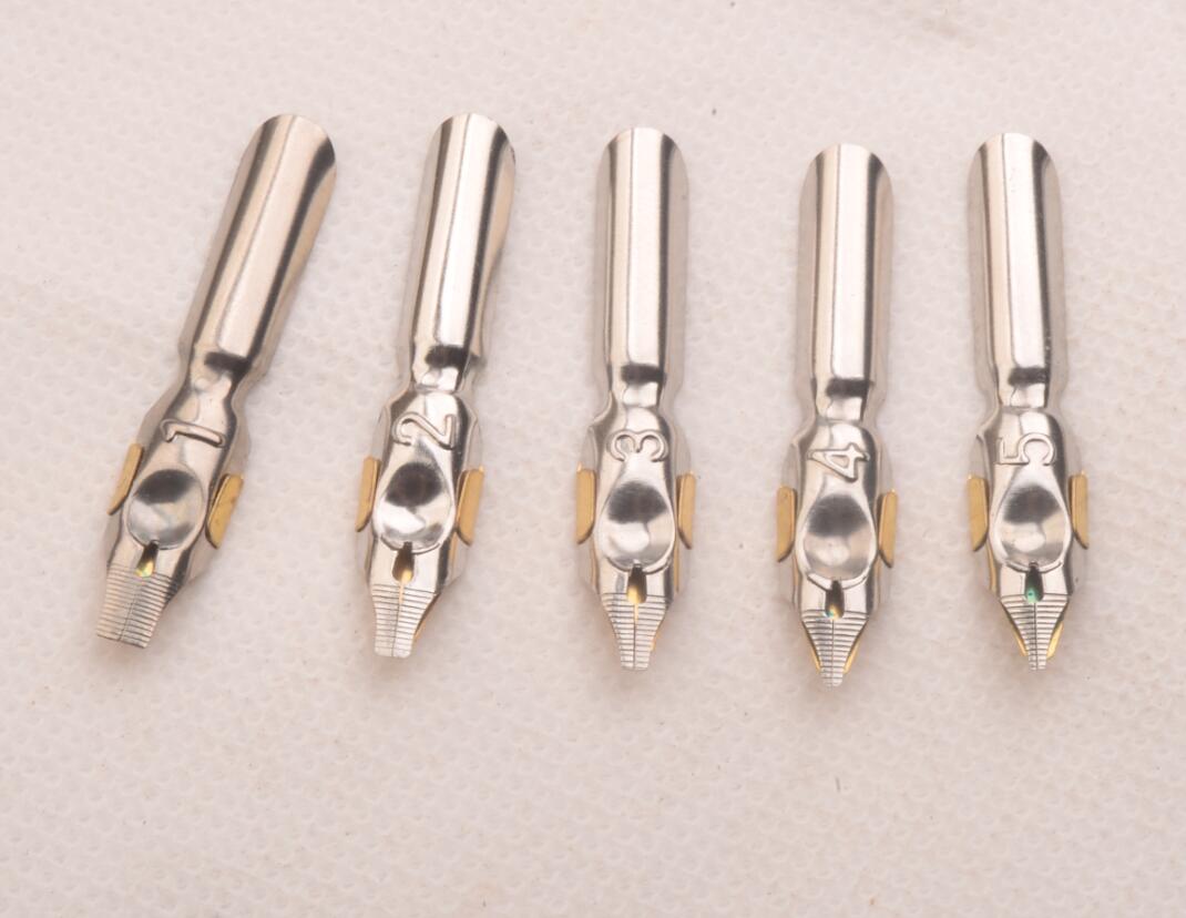 5 Plumes De Stylo Calligraphie En Laiton - Pointes Plates Pour écriture Tibétaine Et Pratique Artistique