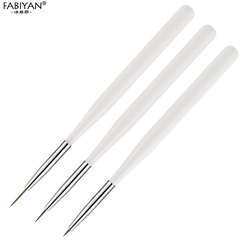 3pcs/set White French Nail Art Brush Carving Pen Tips Polish Gel UV Acrylic Liner Painting Drawing Flower Tools Manicure