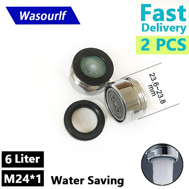 Wasourlf 2 uds aireador de grifo de ahorro de agua M24 rosca macho 2L 3L 4L accesorios de repuesto para grifo de cocina montaje burbujeador baño: Verde claro