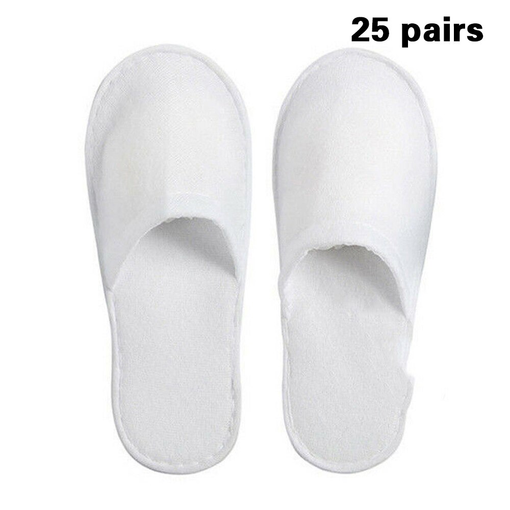 25 Pairs White Disposable Slippers Home Guest Slippers Hotel Travel Spa Shoes Hotel Party Disposable Slipper