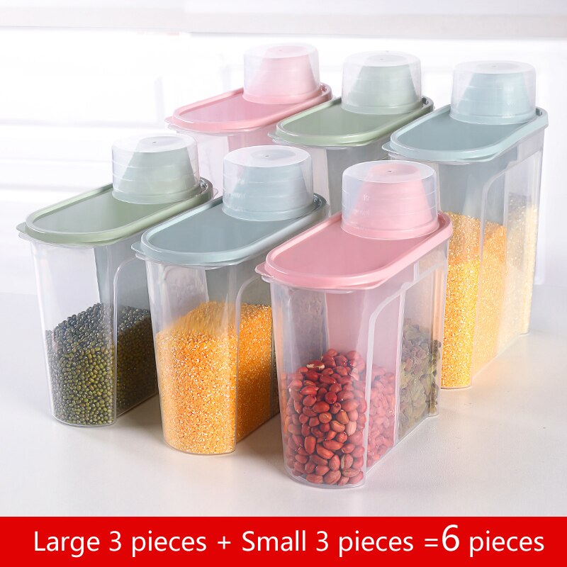 PP Food Storage Box Plastic Clear Container Set with Pour Lids Kitchen Storage Bottles Jars 67Oz~88Oz H1211: L3-S3