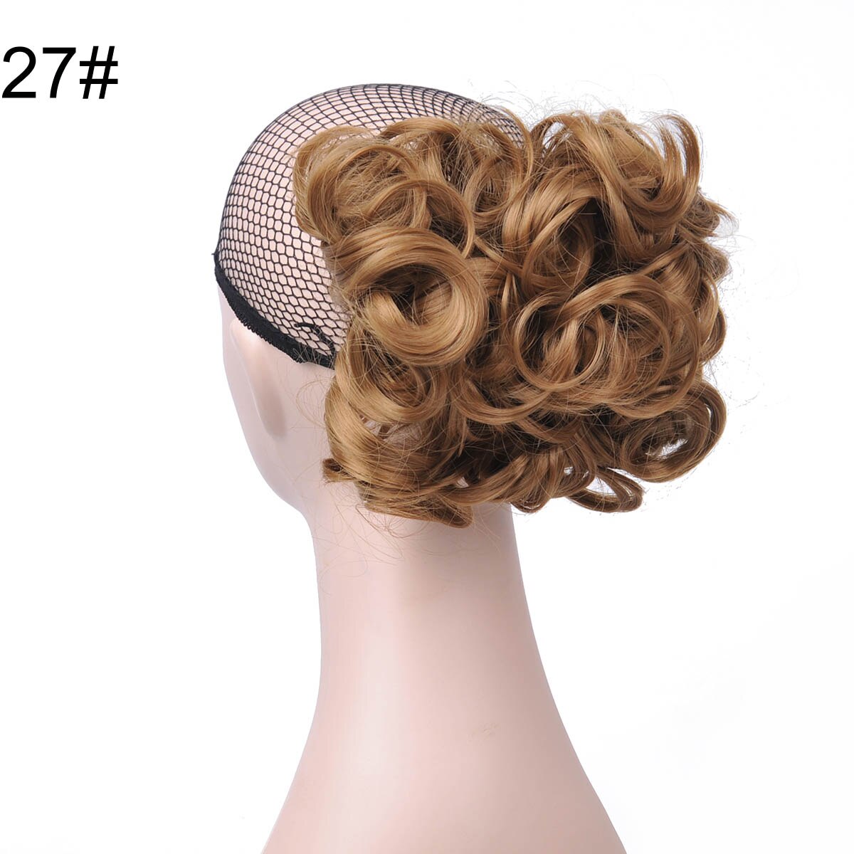Delice – Chignon en filet élastique pour femme, postiche synthétique, bouclé, , gris, avec deux peignes en plastique, couvre-cheveux, accessoire de mariage: #27