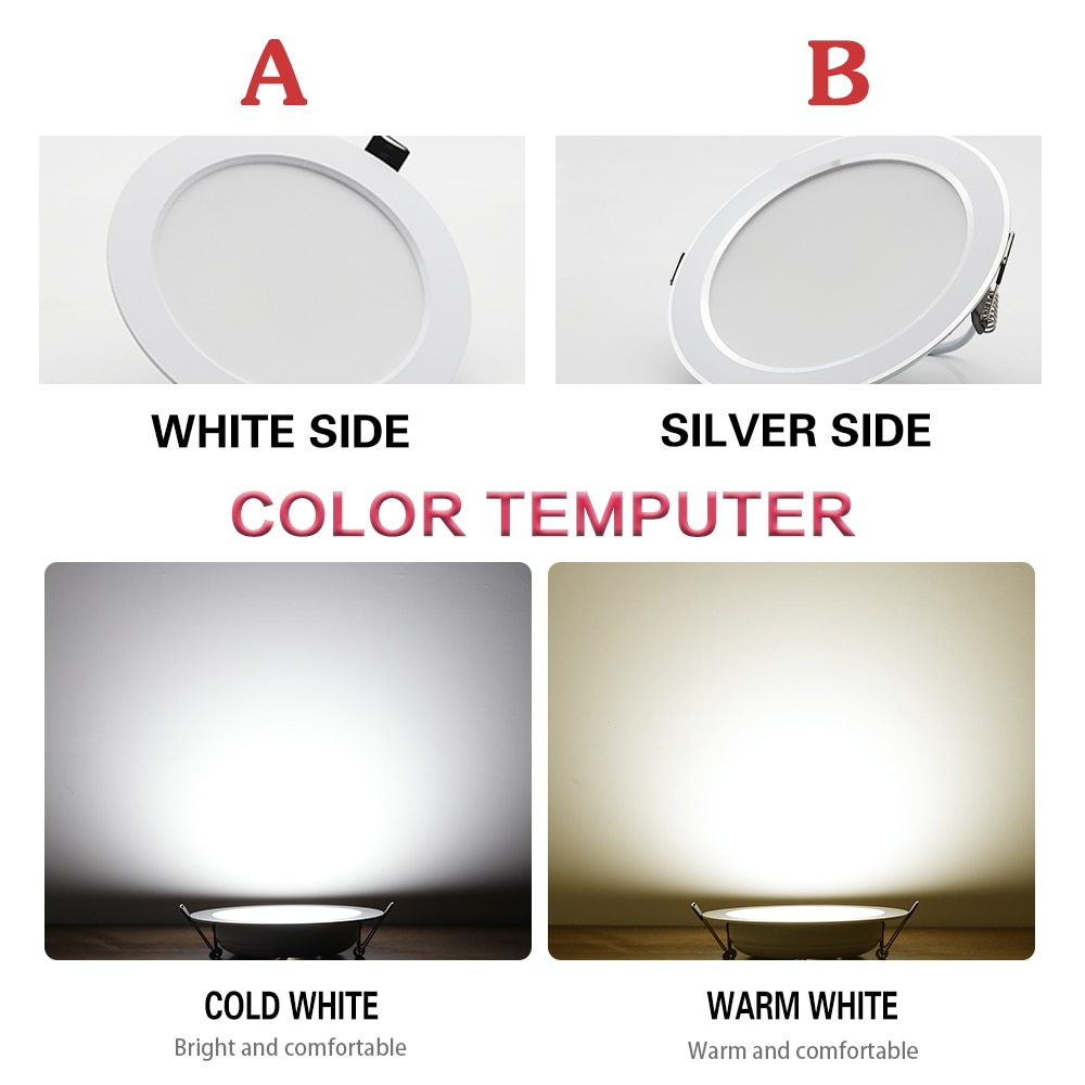 LED Downlight 7W 9W 12W 15W 18W Round Recessed Lamp AC 220V 230V 240V Recessed Ceiling Spotlight Indoor LED Spot Lights Lighting