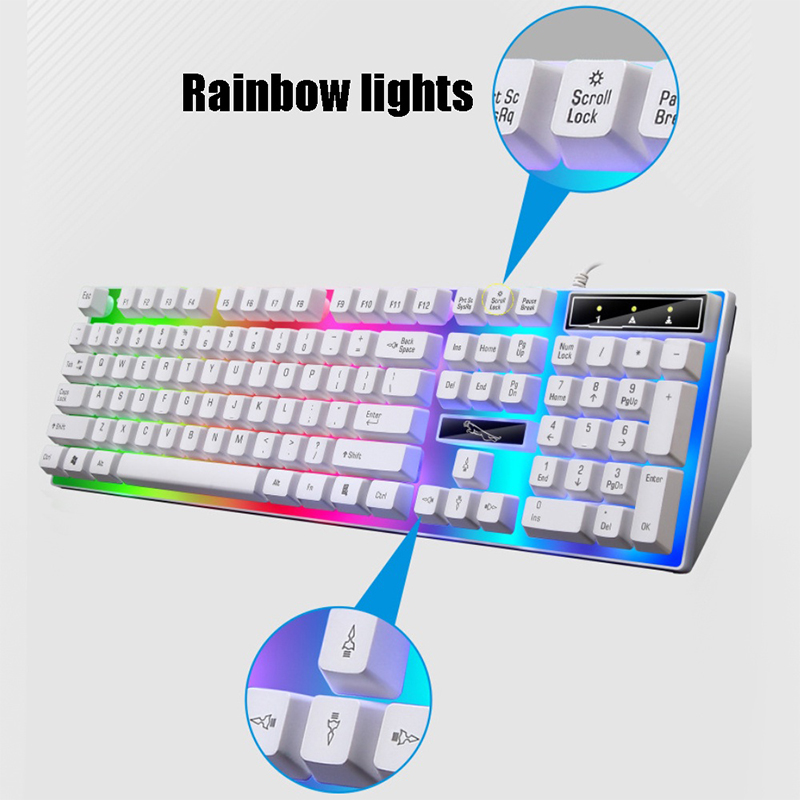 Gamer Keyboard And Mouse PC Gaming Keyboard RGB Backlit Keyboard Rubber Keycaps Wired English Keyboard Mouse Gamer Gaming Mouse