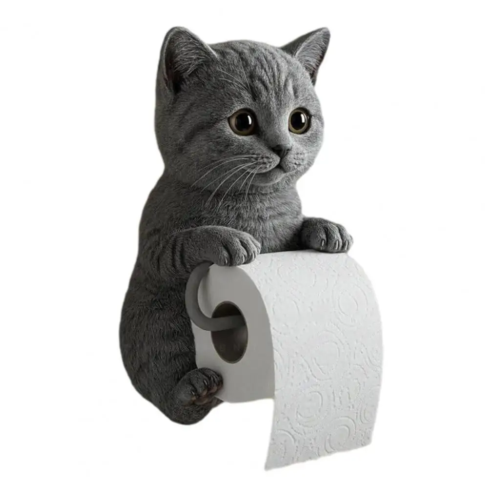 3D Printed Cat Paper Towel Holder – Realistic Wall-Mounted for Bathroom Easy Installation Decorative Toilet Paper Holder: DEEP BLUE