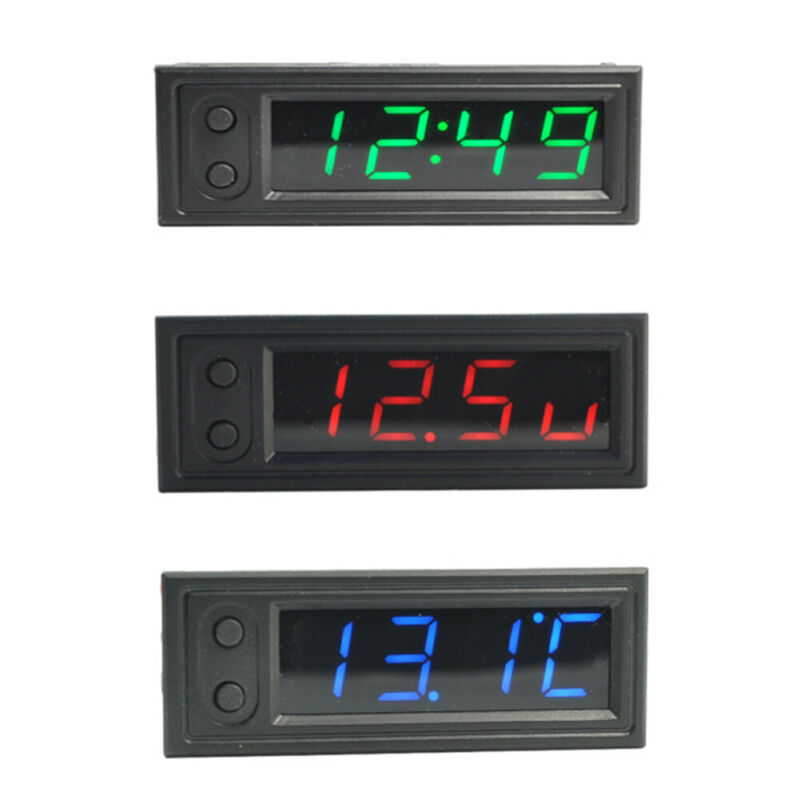 12V 3in1 Voertuig Auto Kit Thermometer + Voltmeter + Klok Led Digitale Display Voltmeter 3 In 1 Voltmeter