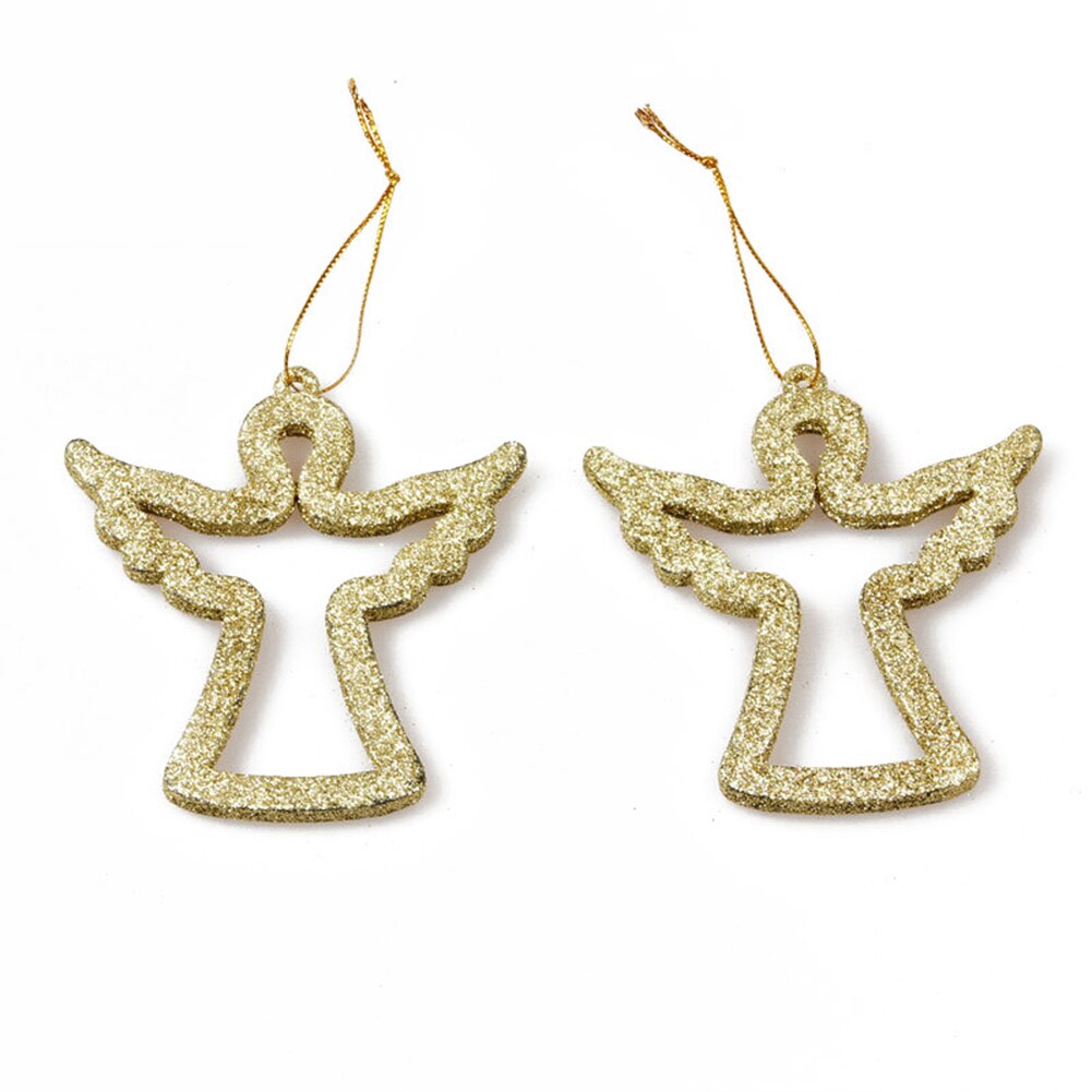 10 Stks/set Glitter Kerstboom Angel Star Hart Bloem Xmas Opknoping Ornamenten