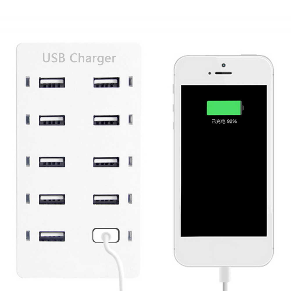 VKTECH 10Ports Universal Phone Charger Multi Port USB Charger 100W Desktop 10 Ports USB Charging Station for Mobile Phone Tablet