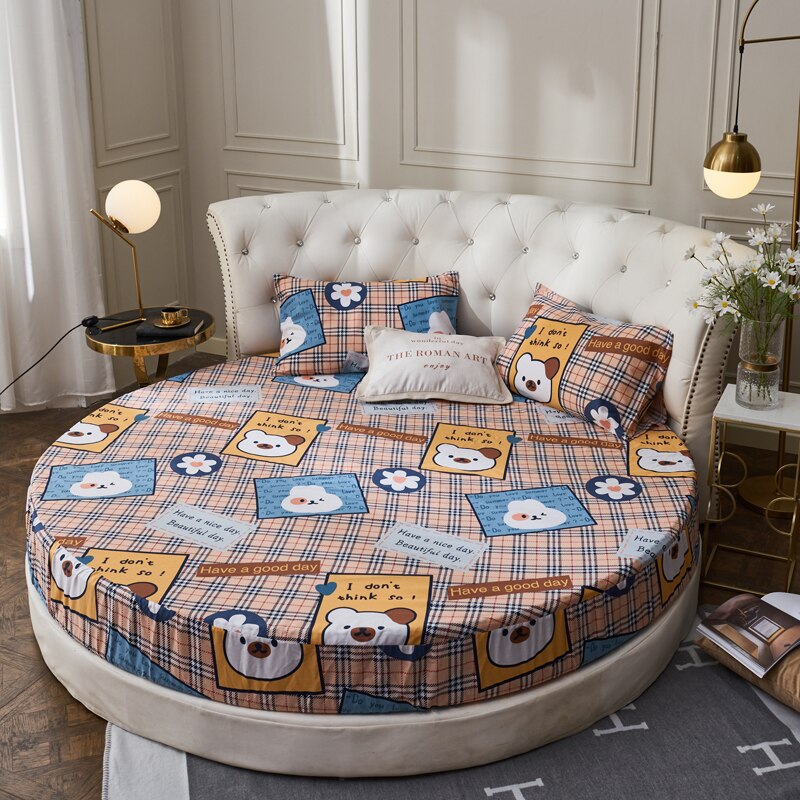 Elastic Fitted Sheet Home Round Bed Sheets Double Couple Mattress Bed Cover 200 220 Cm Full Queen King Style Bedspread
