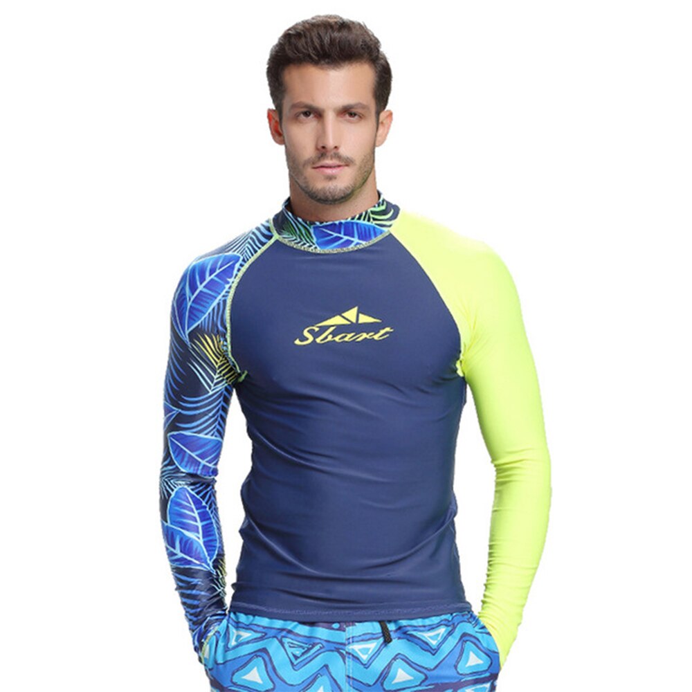 Sbart clothes men's long-sleeved stitching anti-ultraviolet sunscreen skin surfing diving swimming T-shirt sunscreen clothing