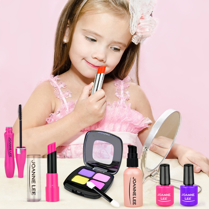 Girls Make Up Toy Set Pretend Play Princess Pink Makeup Beauty Safety Non-toxic Kit Toys for Girls Dressing Cosmetic Travel GXMB
