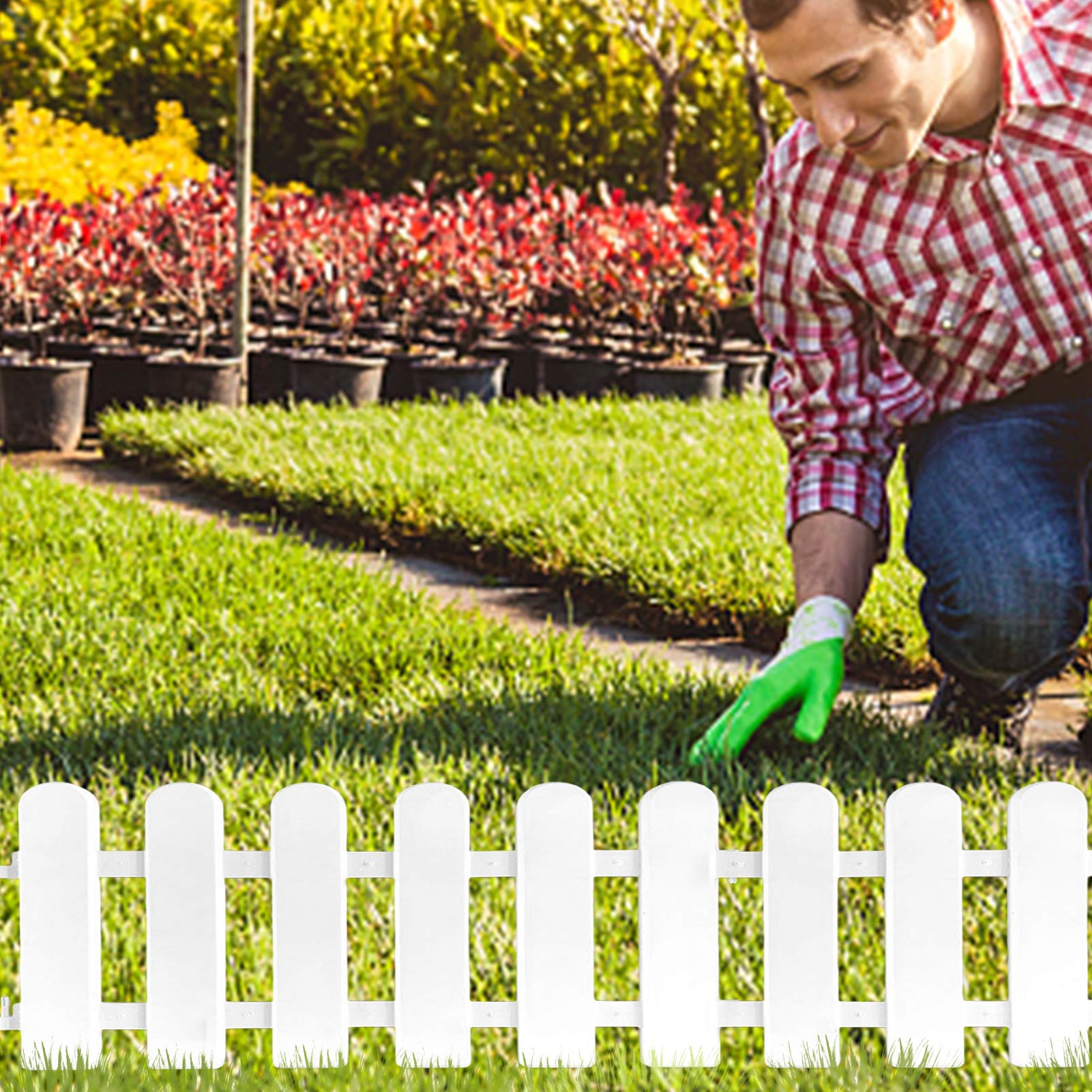 White Protective Fence PVC Garden Fence DIY Detachable Spliced Picket Modern Terrace Yard Decoration Weatherproof Outdoor Fence