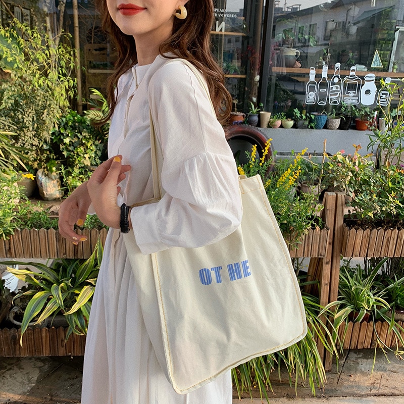 Bolsos casuales coreanos Youda, bolso de lona a la para mujer, bolso de hombro sencillo de verano para mujer, bolso de mano para estudiante literario, bolso de mano para mujer