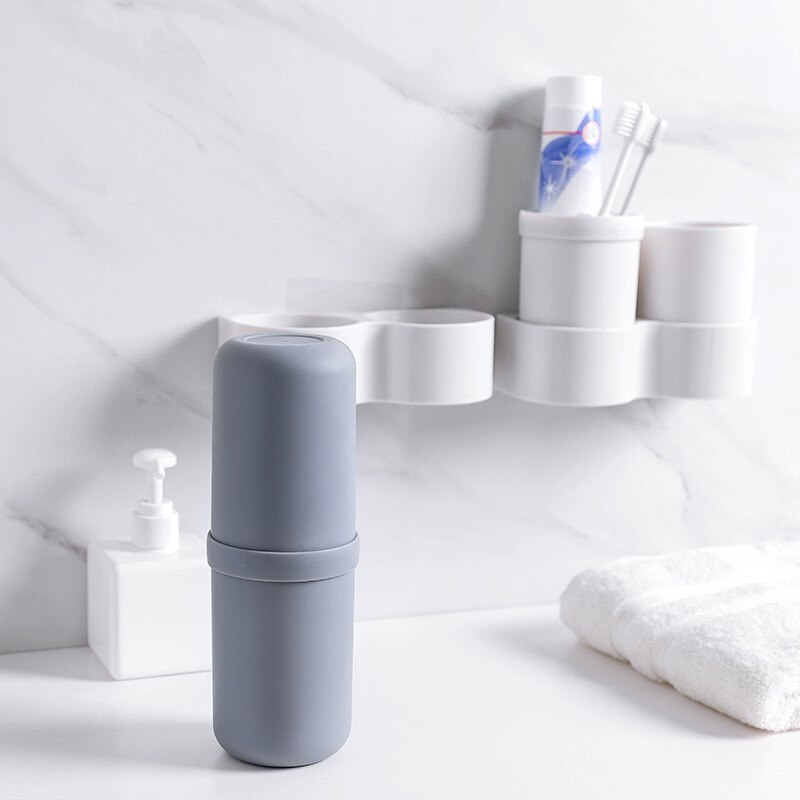 Wall Mounted Plastic Toothbrush Cup Portable Cup Cover For Toothpaste Toothbrush Box Drain Dispenser Holder Bathroom Accessories