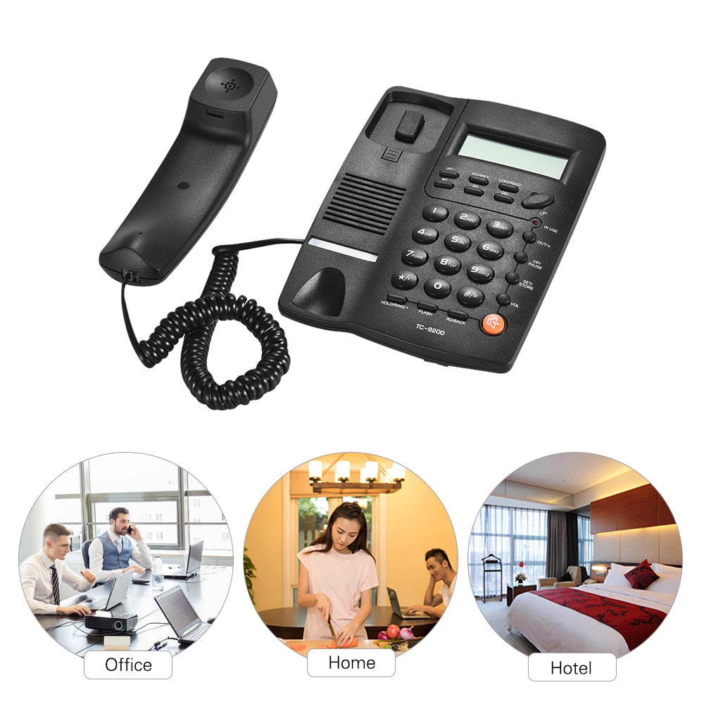 Desktop Draadgebonden Telefoon Telefoon Met Lcd-scherm Caller Id Volume Verstelbare Rekenmachine Wekker Voor Call Center Office Hotel