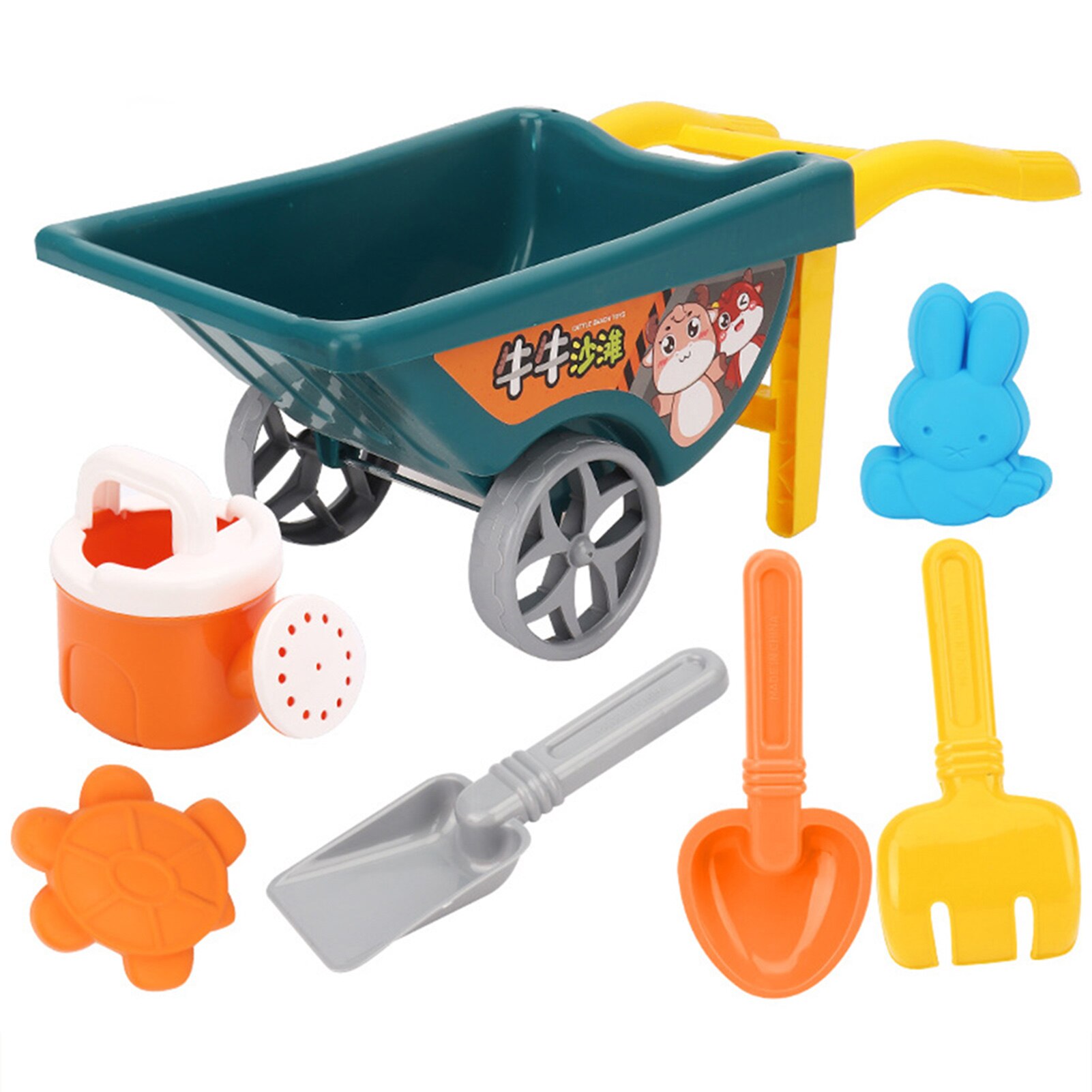 Children&#39;s Beach Toy Set Cartoon Cart Shovel Sand Water Toys for Outdoor Great for Boys Girls Multicolor Outdoor Toys SEC88