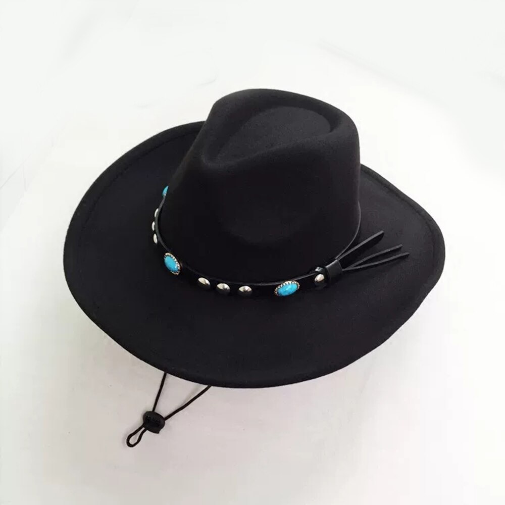 Klassieke westerse cowboyhoed voor dames en heren, brede rand, vilt