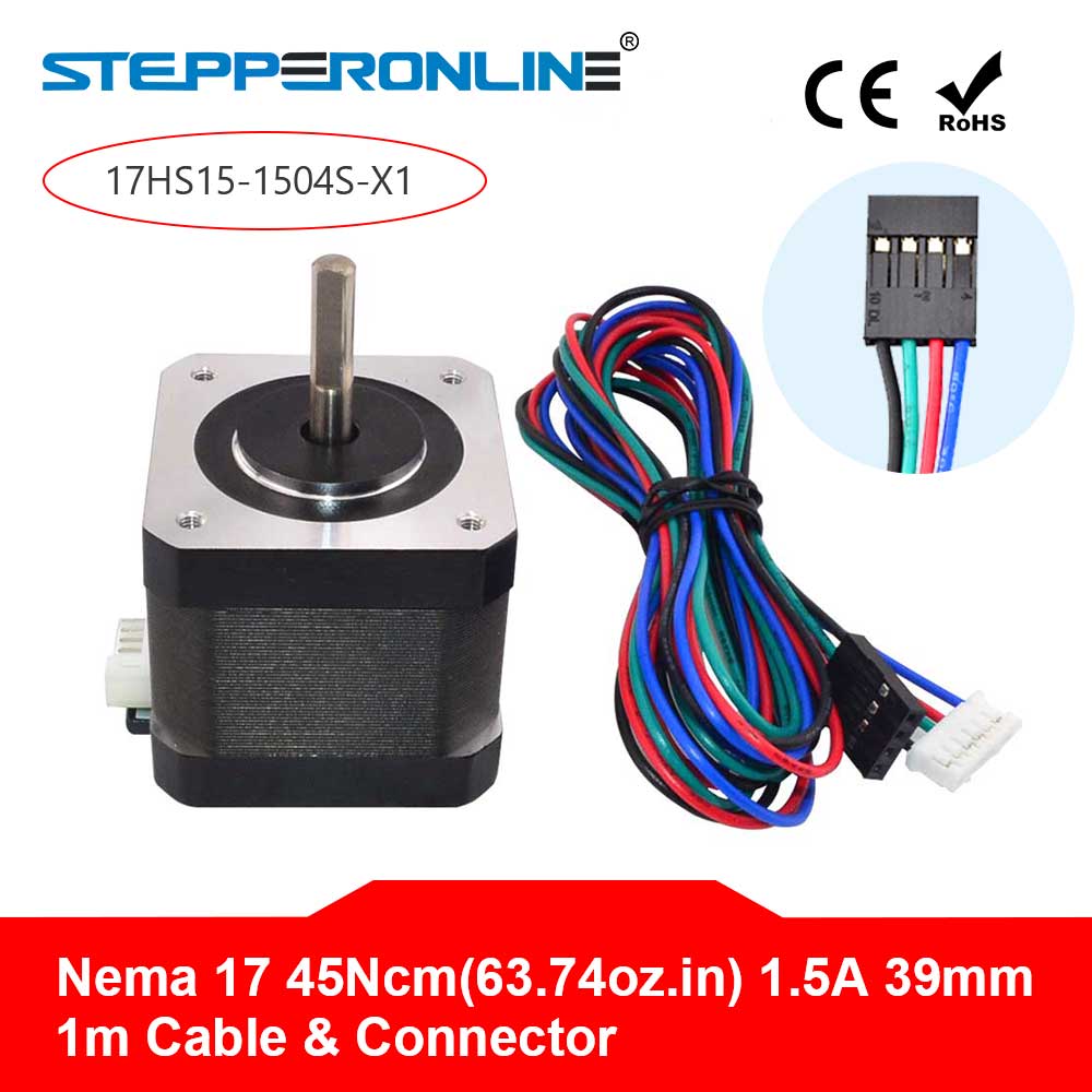 Nema17 Stepper Motor 42 Motor 39mm Nema 17 Motor 42BYGH 1.5A(17HS4401S) 45Ncm Motor 4-lead w/ 1m Pin Connector for 3D Printer