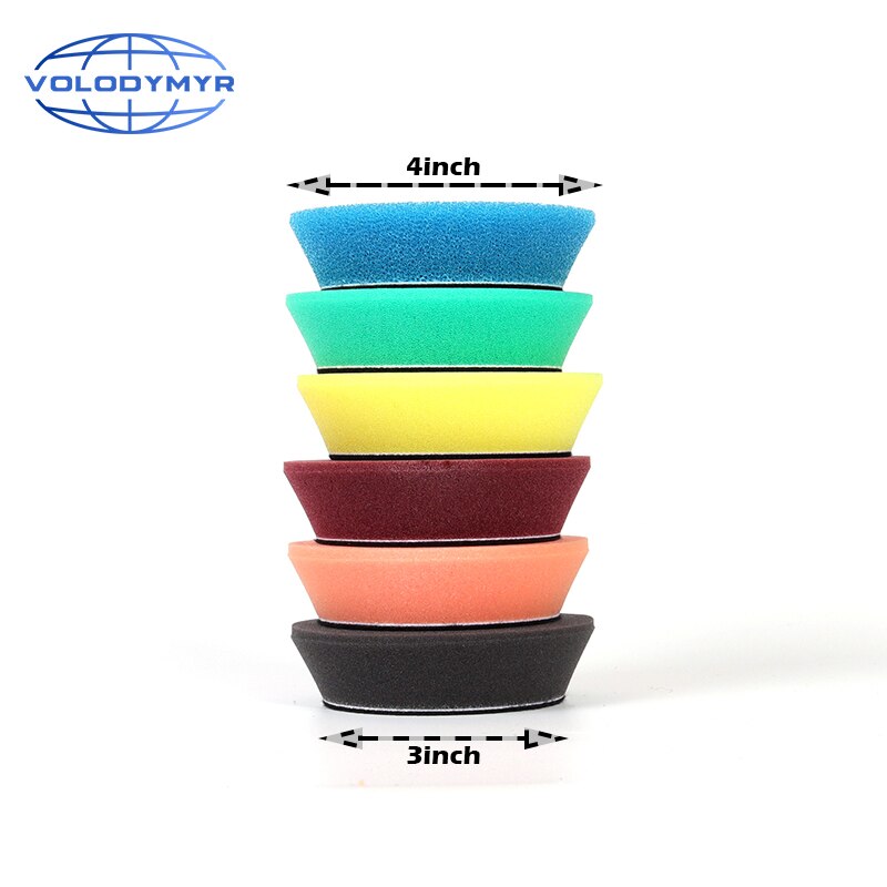 Volodymyr Polishing Pad Sponge Buffer Pads 4 Inch Buffing Foam Disc Kit with 3 Inch Hook and Loop for DA/RO/GA Car Polisher