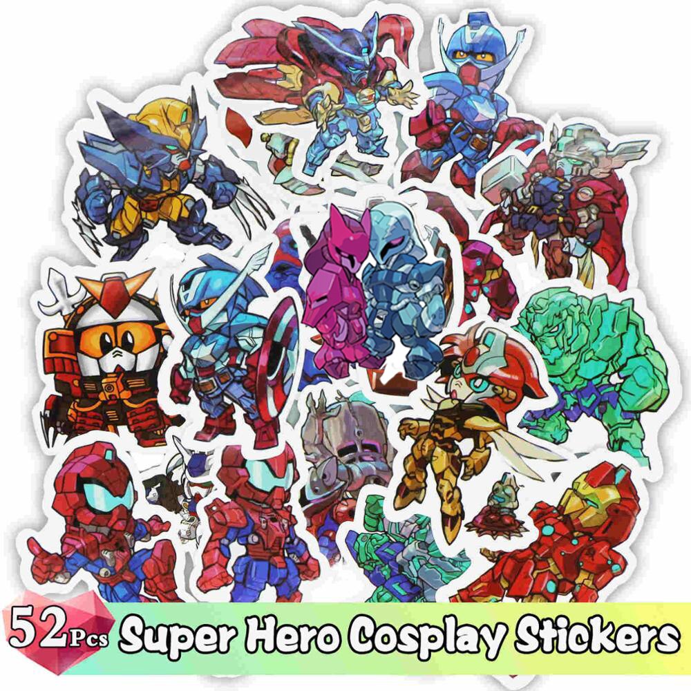 52/50 Pcs/Lot Color Stickers Graffiti Cartoon Animal Super Hero Sticker for Water Bottle Luggage Notebook Skateboard Kids Toy: Hero Cosplay