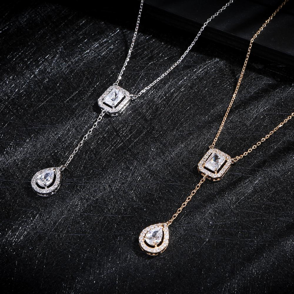 Trendy Bruiloft Ketting Oorbellen Voor Vrouwen Accessoires Volledige Zirconia Bruids Sieraden Sets pendientes mujer moda D1308