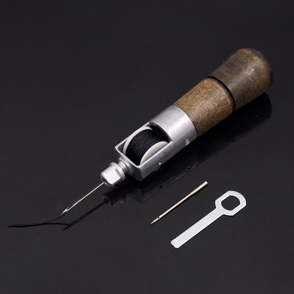 4 unids/set costura de cuero de herramientas de bricolaje a mano de cuero máquina de coser con agujas para artesanía de cuero bordado de borde cinturón tiras Zapatero