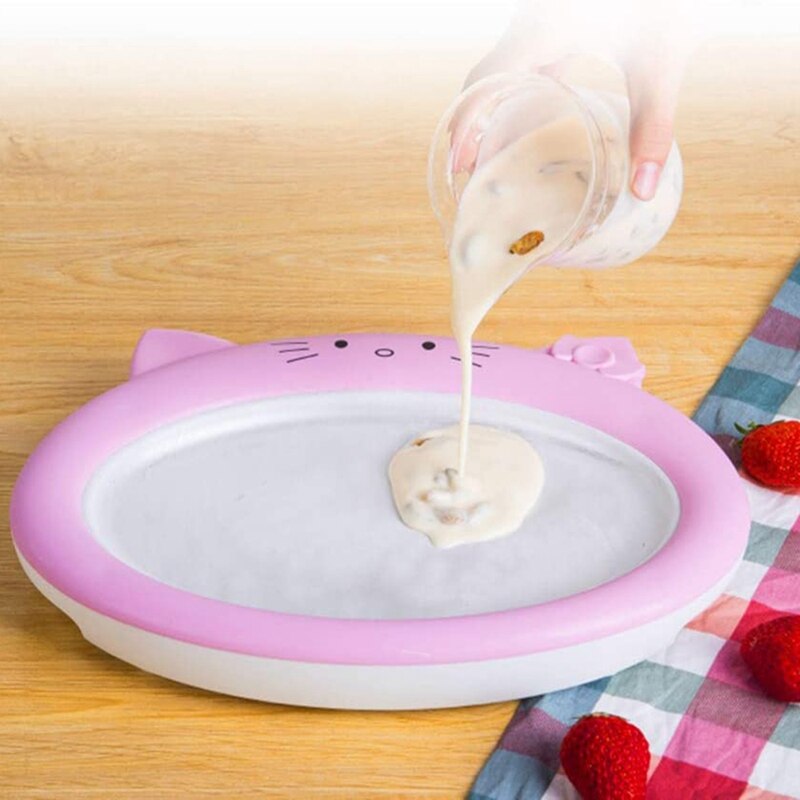 -Ice Cream Maker Instant Yogurt freeze Pan Ice Roll Time Pan for Healthy Homemade Rolled Ice Cream freeze Yoghurt