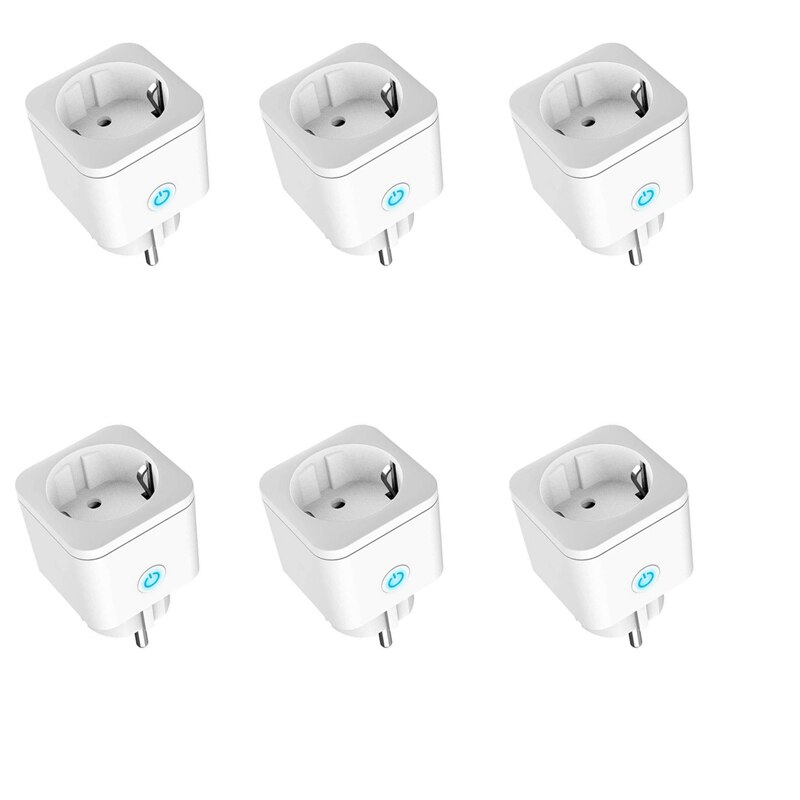 WiFi Smart Socket Plug EU 100-240V Adaptor Wireless Remote Voice Control Power Monitor For Google Home Alexa Tuya: 6pieces