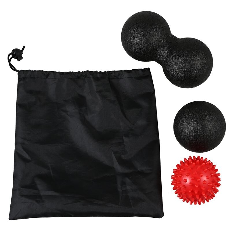 Massagebollset 1 lacrosseboll  + 1 dubbel lacrosseboll  + 1 taggiga bollar för triggerpunktsterapi - släpp upp spända muskler: Default Title