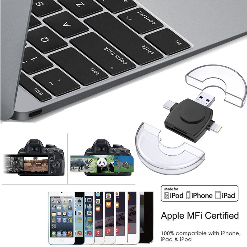 Voor lightning naar sd smart geheugenkaartlezer usb 3.0 OTG type-c externe TF kaartlezer adapter voor macbook mobiel computer