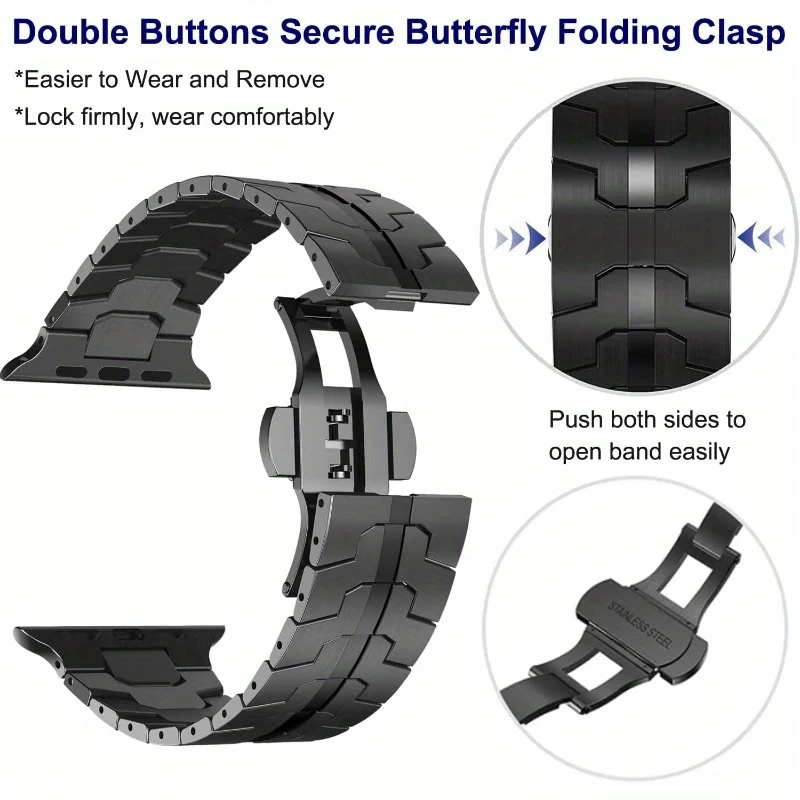 Correa de acero inoxidable para Apple Watch Ultra 2 49mm 7 8 9 45mm 44mm pulsera de eslabones de Metal para hombre IWatch Band 6 5 4 SE 3 42mm 41mm 40mm