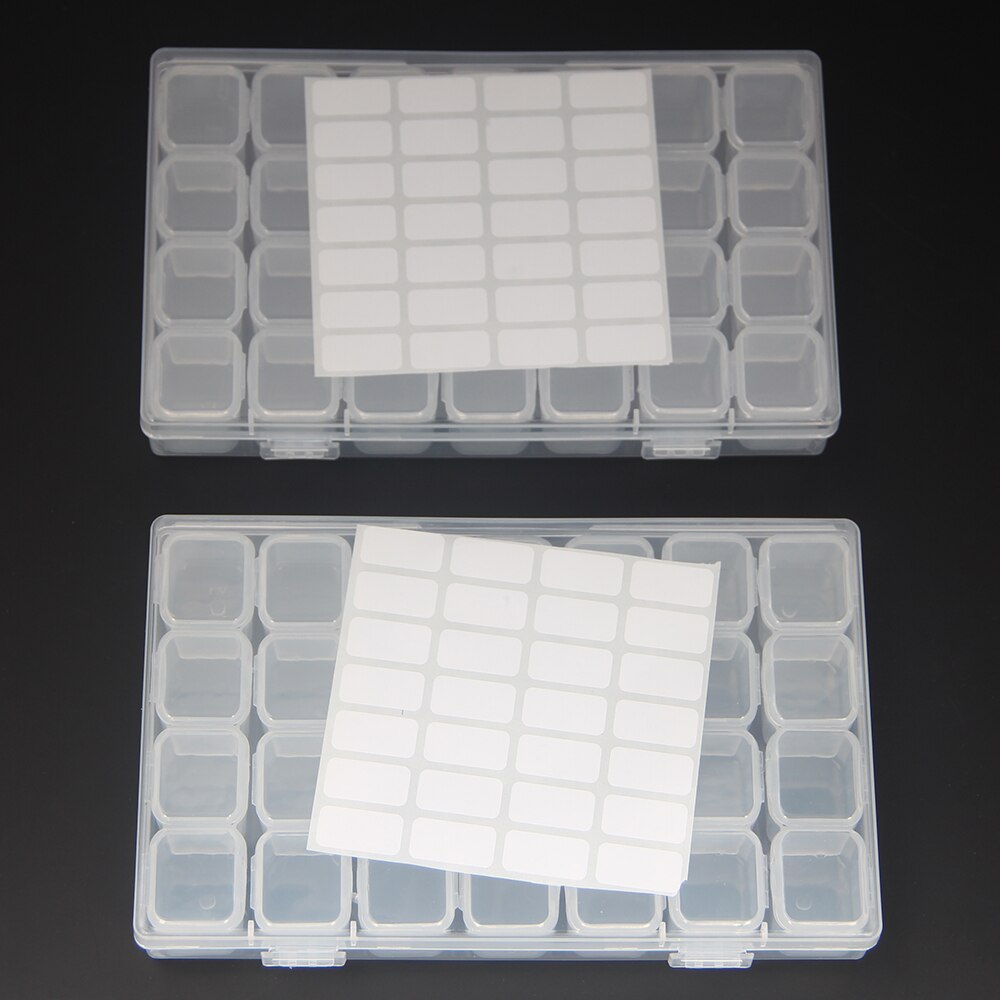 28/56/112Grids Diamond Nail Art Rhinestone Container Organizer Mosaic Embroidery Accessories Tools Bead Container Storage Box: 28 grid 2pcs