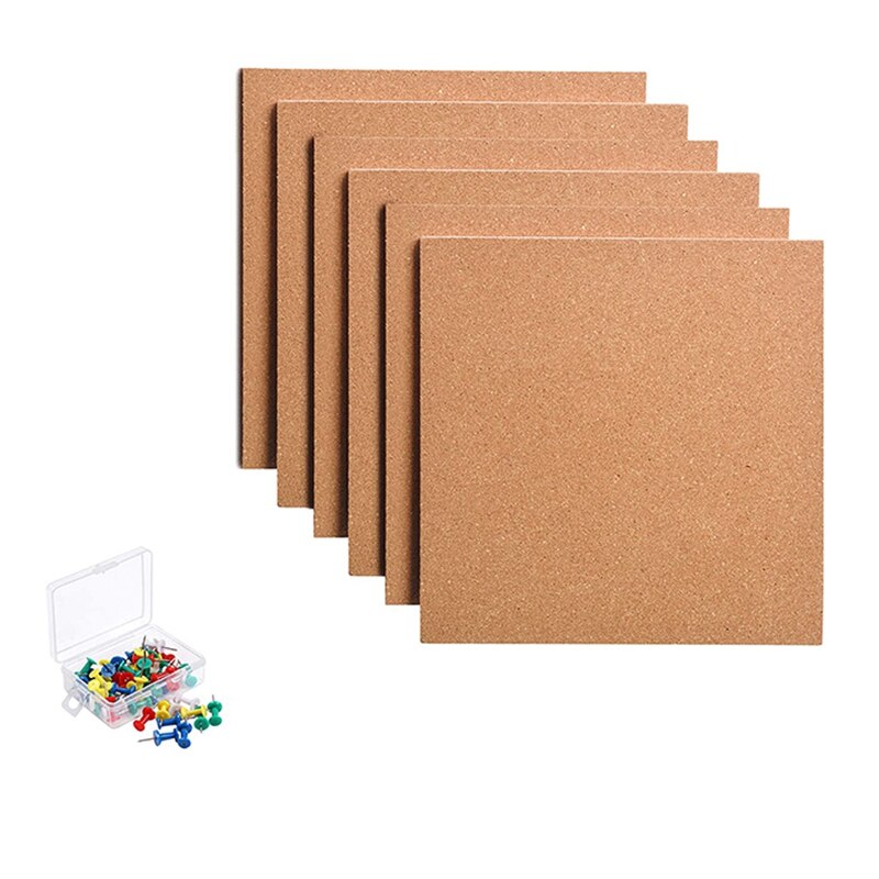Tablero de corcho cuadrado grueso, 6 piezas de tablero de corcho, 50 piezas, Mini pared promocional, autoadhesivo, azulejos de pared: Default Title