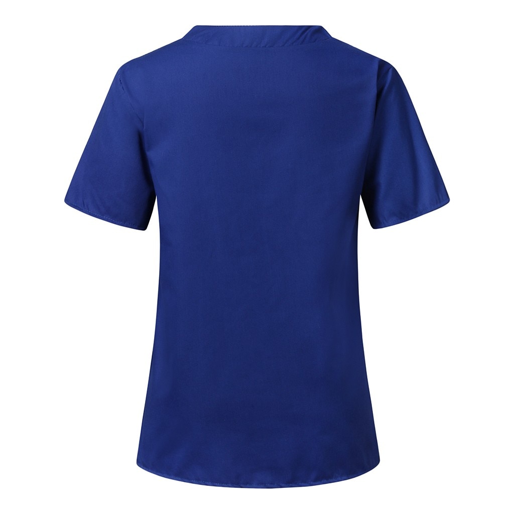 Men Women Short Sleeve V-neck Nursing Uniform Blouse Scrub Tops with Pocket nurse accessories uniform