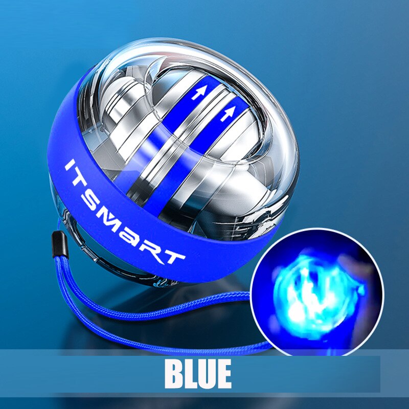 LED light exercise gyroscope powerball Self-starting wrist force jawzrsize ball Trainer forearm muscle relax multi gym equipment: Black