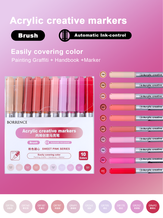 120/10 Color Acrylic Brush Markers Set Automatic Ink Control Soft Brush Paint Art Markers For Manga Graffiti Art School Supplies: black