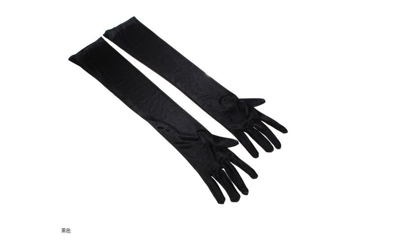 Stretch White Glove White Long Gloves Black Red Elbow Length Women Dance Party Gloves Full Finger Guantes Boda: Black