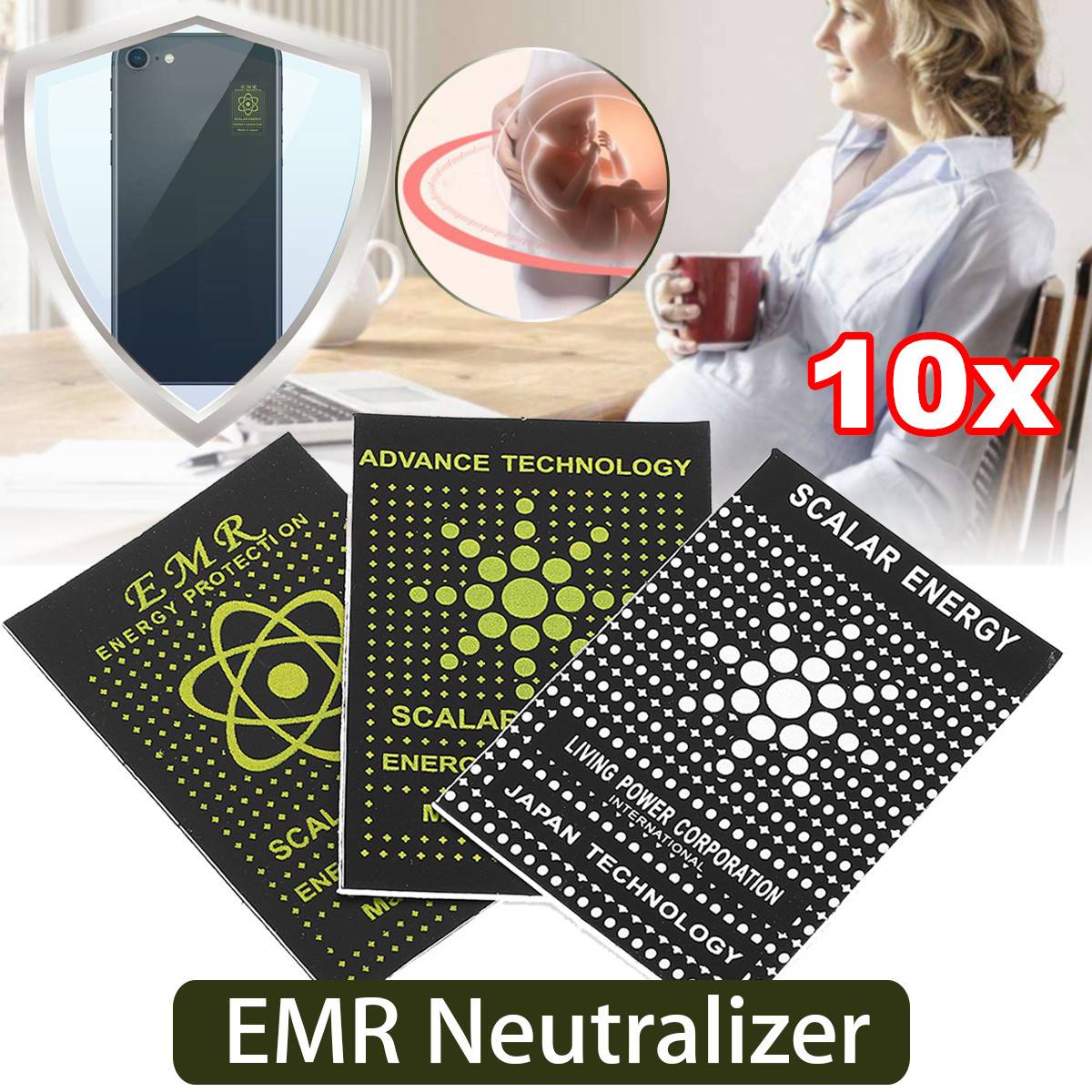 10 pièces/lot EMR scalaire énergie téléphone autocollant Anti rayonnement garder la santé Anti EMP EMF Protection pour femme enceinte
