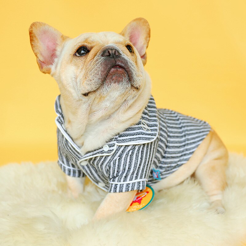 Petcircle hund hvalpetøj stribet bomuld og hør pyjamas kæledyr kat til bamse schnauzer chihuahua bichon til lille hundetøj